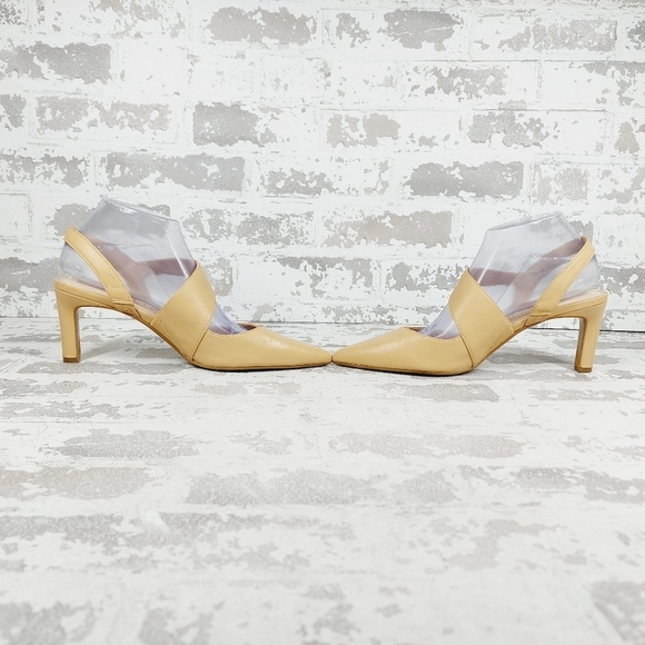 Calvin Klein Larin Leather Pointed Toe Tan Heeled Sandals O407 - Picture 7 of 16